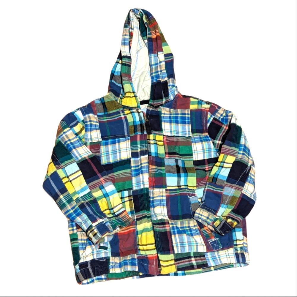Gap Boys 5T Madras Print Preppy Plaid Full Zip Lightweight Jacket
